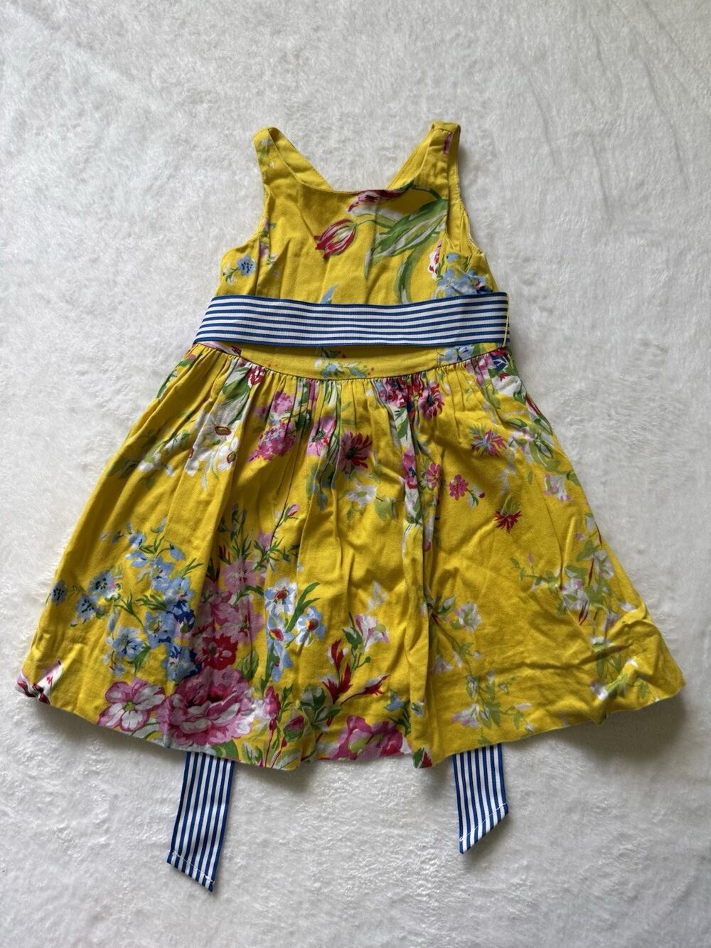 Polo Ralph Lauren Toddler Floral 100% Cotton Yellow Dress Size 2T